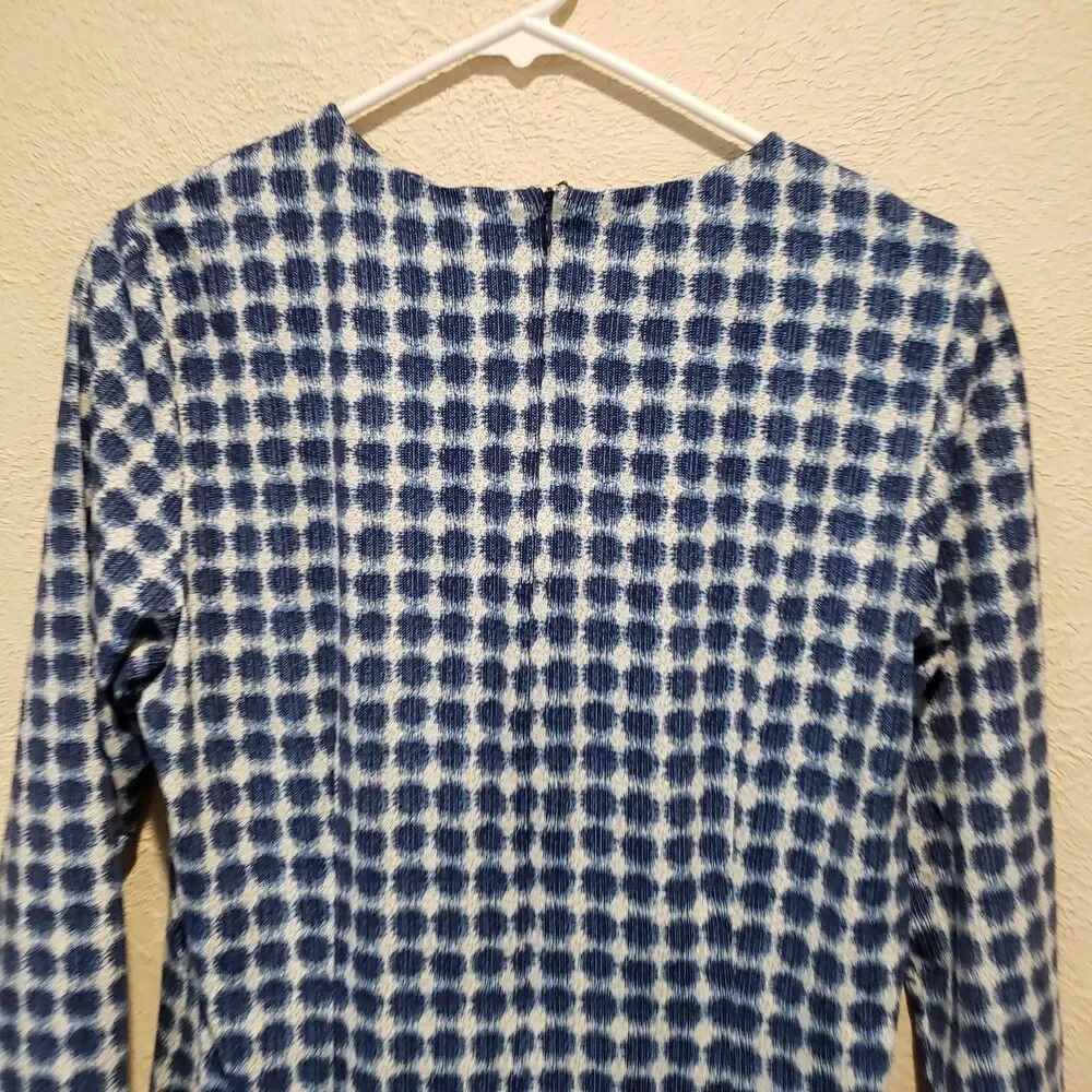 J. McLaughlin blue white zip long sleeve sheath dress size Large